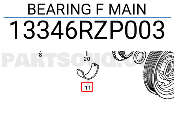 Honda 13346RZP003 BEARING F MAIN