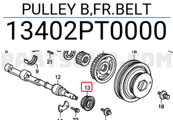 Honda 13402PT0000 PULLEY B,FR.BELT