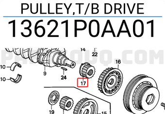 Honda 13621P0AA01 PULLEY,T/B DRIVE