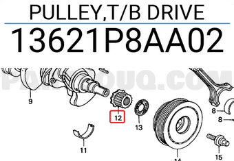 Honda 13621P8AA02 PULLEY,T/B DRIVE