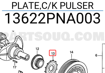 Honda 13622PNA003 PLATE,C/K PULSER