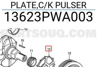 Honda 13623PWA003 PLATE,C/K PULSER