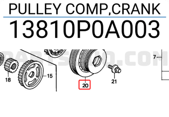 Honda 13810P0A003 PULLEY COMP,CRANK