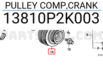 Honda 13810P2K003 PULLEY COMP,CRANK