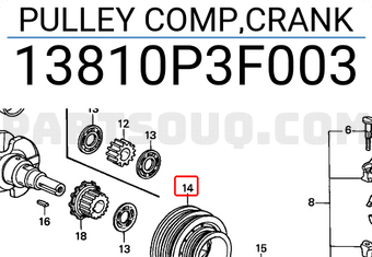 Honda 13810P3F003 PULLEY COMP,CRANK