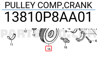 Honda 13810P8AA01 PULLEY COMP,CRANK