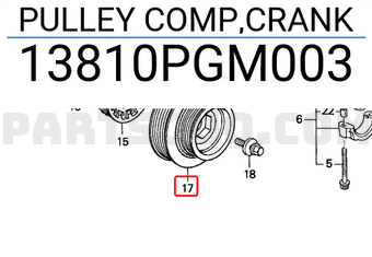 Honda 13810PGM003 PULLEY COMP,CRANK