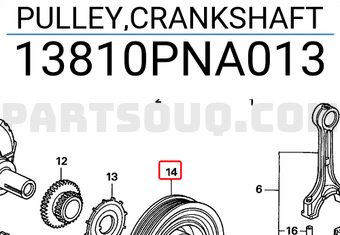 Honda 13810PNA013 PULLEY,CRANKSHAFT