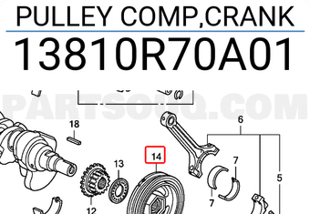 Honda 13810R70A01 PULLEY COMP,CRANK