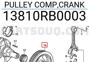 Honda 13810RB0003 PULLEY COMP,CRANK
