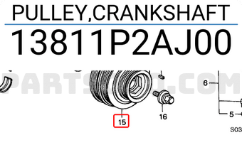 Honda 13811P2AJ00 PULLEY,CRANKSHAFT