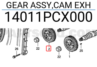 Honda 14011PCX000 GEAR ASSY,CAM EXH