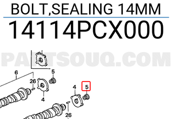 Honda 14114PCX000 BOLT,SEALING 14MM
