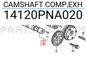 Honda 14120PNA020 CAMSHAFT COMP,EXH