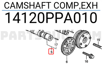 Honda 14120PPA010 CAMSHAFT COMP,EXH