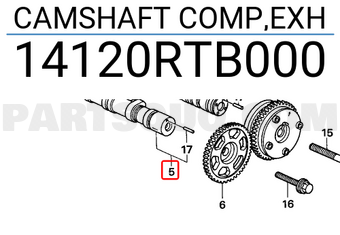 Honda 14120RTB000 CAMSHAFT COMP,EXH