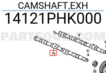 Honda 14121PHK000 CAMSHAFT,EXH
