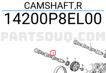 Honda 14200P8EL00 CAMSHAFT,R