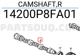Honda 14200P8FA01 CAMSHAFT,R
