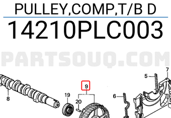Honda 14210PLC003 PULLEY,COMP,T/B D