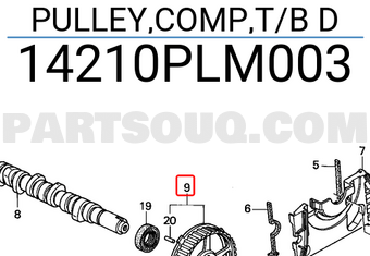 Honda 14210PLM003 PULLEY,COMP,T/B D