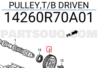 Honda 14260R70A01 PULLEY,T/B DRIVEN