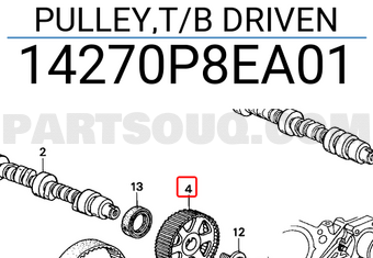 Honda 14270P8EA01 PULLEY,T/B DRIVEN