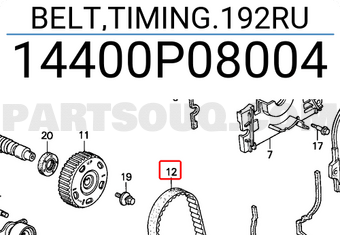 Honda 14400P08004 BELT,TIMING.192RU