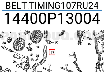 Honda 14400P13004 BELT,TIMING107RU24