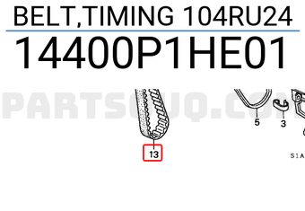 Honda 14400P1HE01 BELT,TIMING 104RU24