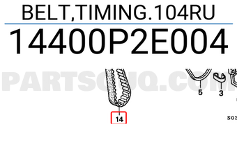 Honda 14400P2E004 BELT,TIMING.104RU