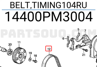 Honda 14400PM3004 BELT,TIMING104RU