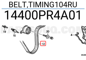Honda 14400PR4A01 BELT,TIMING104RU