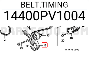 Honda 14400PV1004 BELT,TIMING