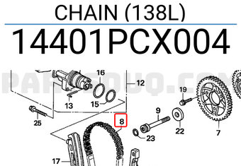 Honda 14401PCX004 CHAIN (138L)