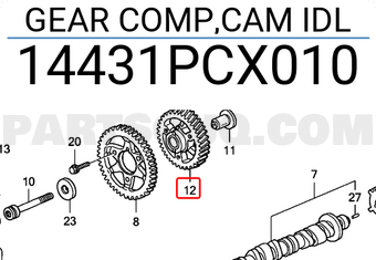 Honda 14431PCX010 GEAR COMP,CAM IDL