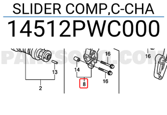 Honda 14512PWC000 SLIDER COMP,C-CHA