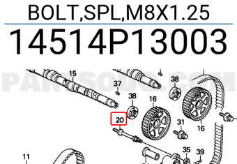 Honda 14514P13003 BOLT,SPL,M8X1.25