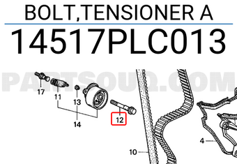 Honda 14517PLC013 BOLT,TENSIONER A