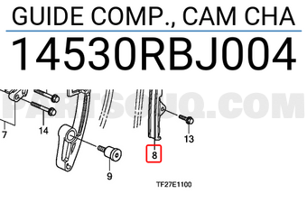 Honda 14530RBJ004 GUIDE COMP., CAM CHA