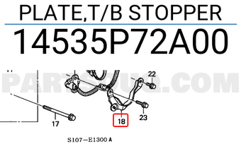 Honda 14535P72A00 PLATE,T/B STOPPER