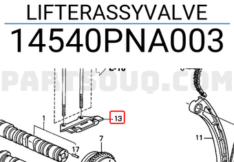 Honda 14540PNA003 LIFTERASSYVALVE