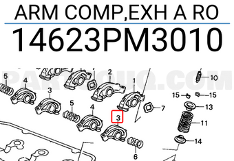 Honda 14623PM3010 ARM COMP,EXH A RO