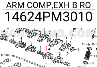 Honda 14624PM3010 ARM COMP,EXH B RO