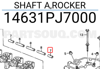 Honda 14631PJ7000 SHAFT A,ROCKER