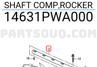 Honda 14631PWA000 SHAFT COMP,ROCKER