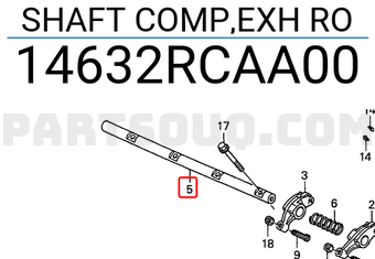 Honda 14632RCAA00 SHAFT COMP,EXH RO
