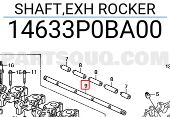 Honda 14633P0BA00 SHAFT,EXH ROCKER