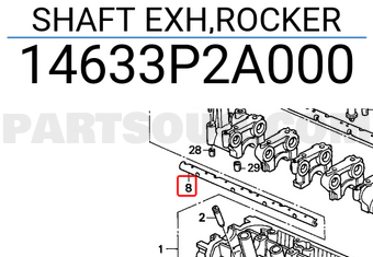 Honda 14633P2A000 SHAFT EXH,ROCKER
