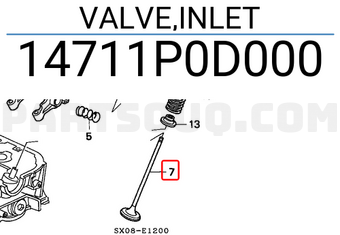 Honda 14711P0D000 VALVE,INLET